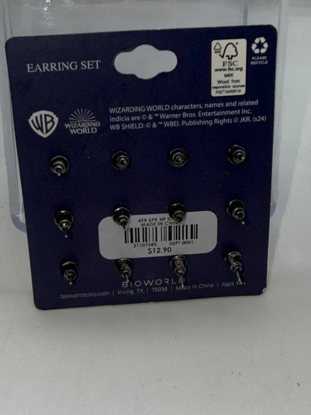 Bioworld Harry Potter 6-Pair Earring Set NWT Gold Tone